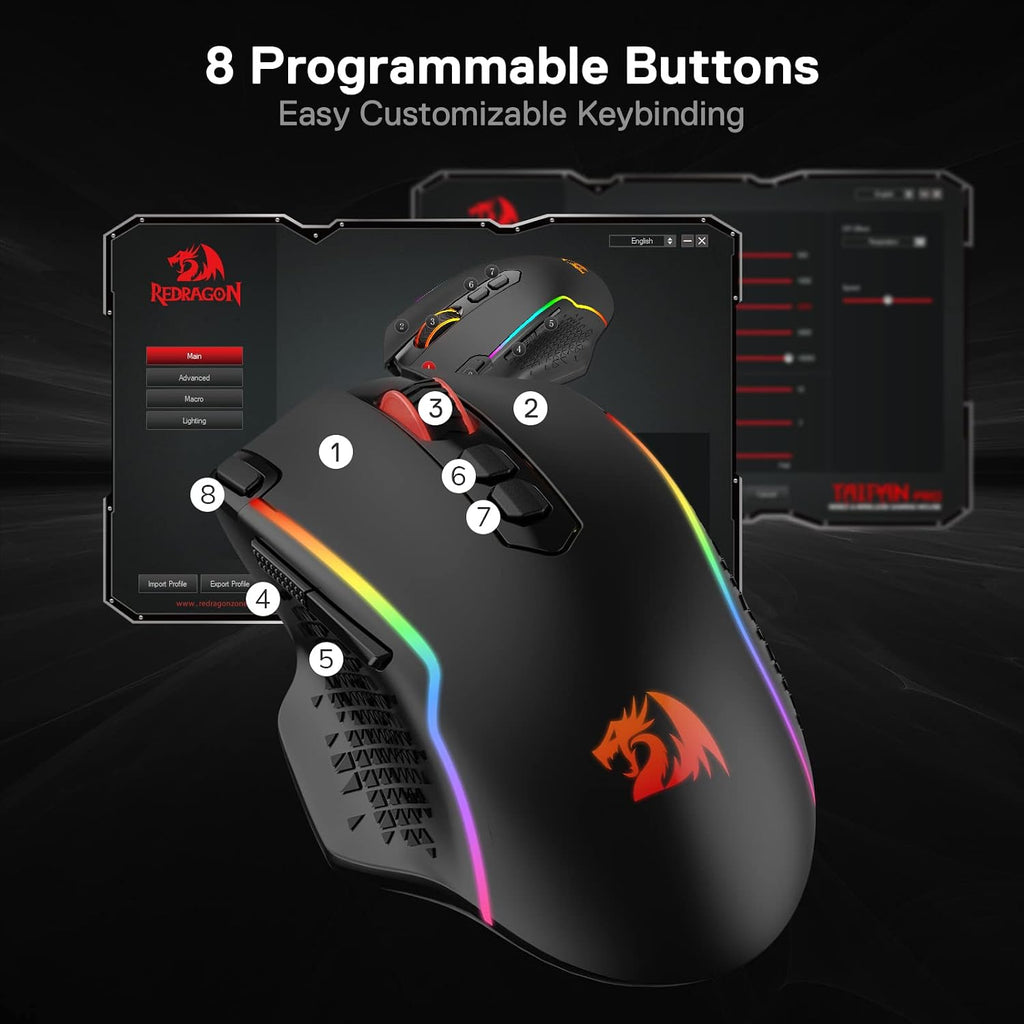 Redragon M810 PRO Wireless RGB Gaming Mouse 10000 DPI