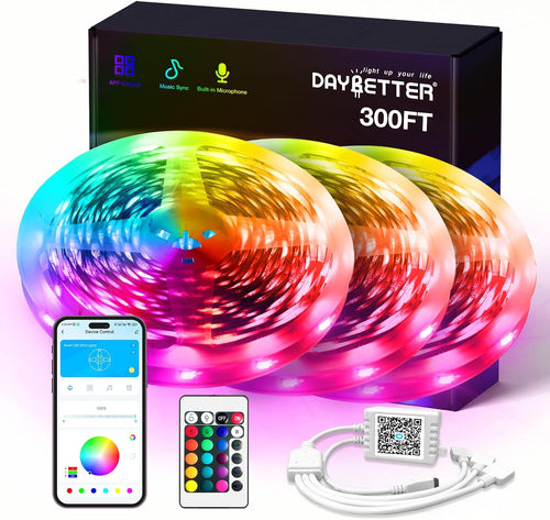 DAYBETTER LED Strip Lights 200ft 2 * 100ft RGB Music Sync