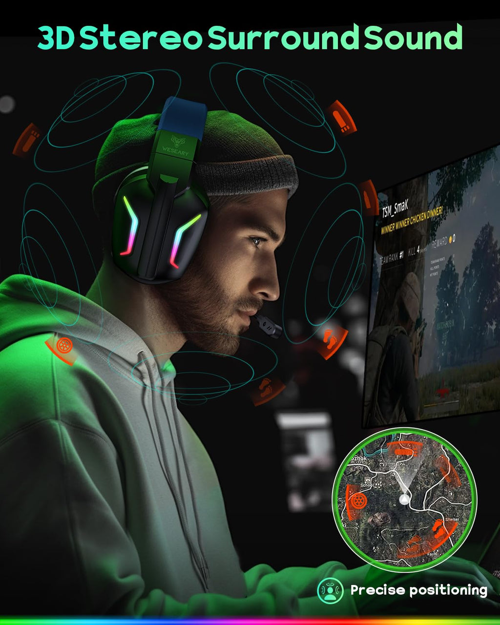 WESEARY Aurora Wireless Gaming Headset