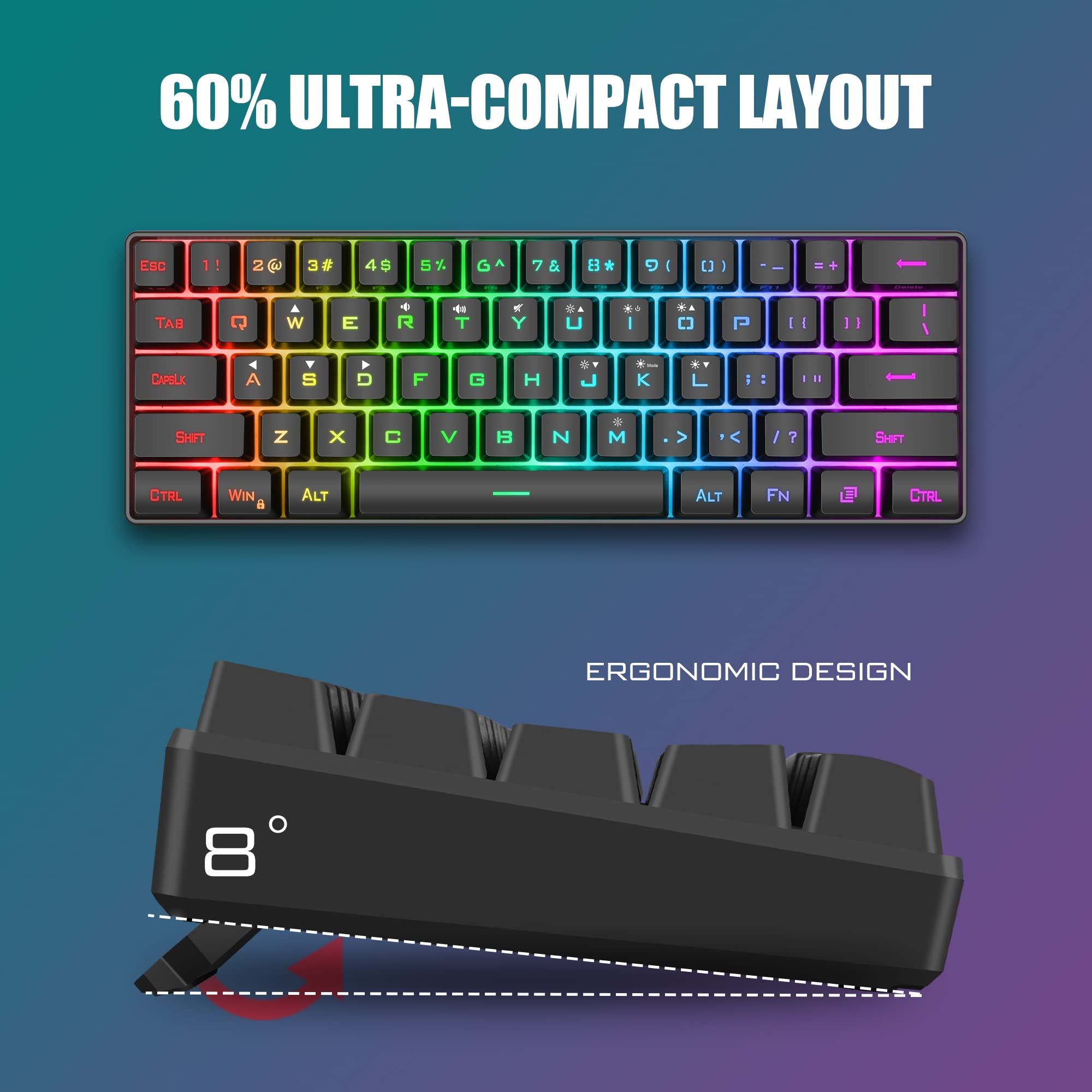 RedThunder 60% Wireless Gaming Keyboard and Mouse