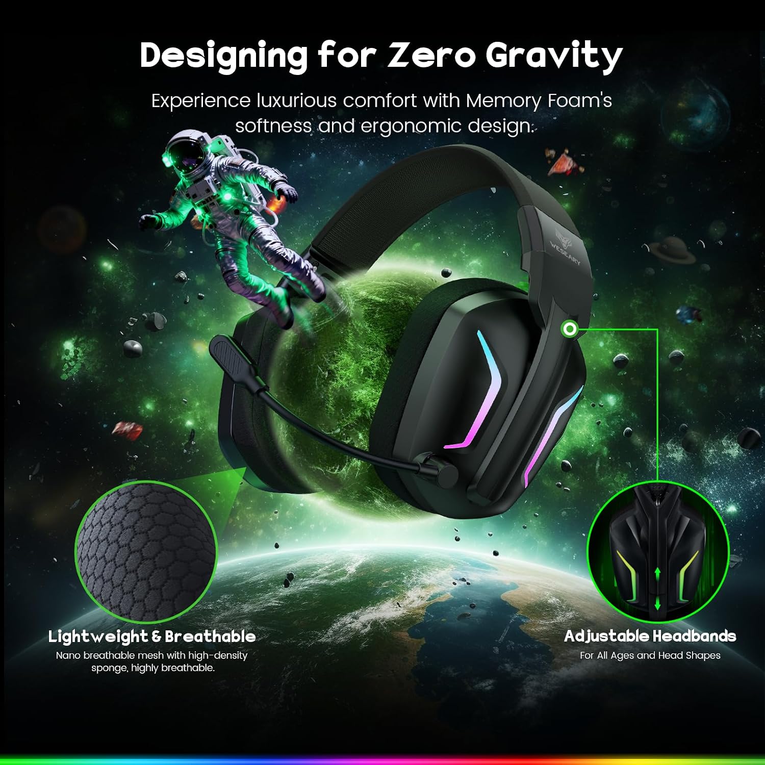 WESEARY Aurora Wireless Gaming Headset