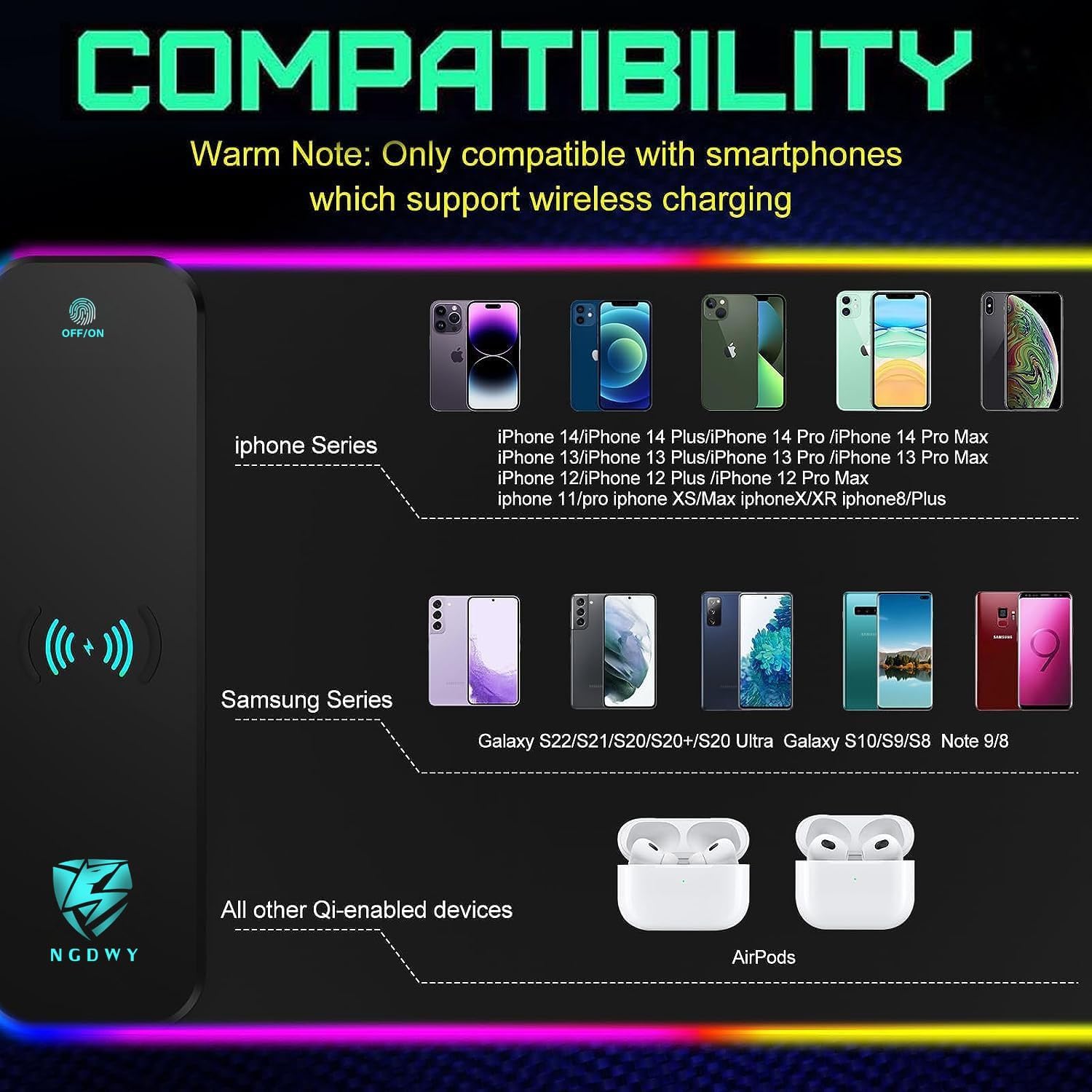Wireless Charging RGB Gaming Mouse Pad 15W