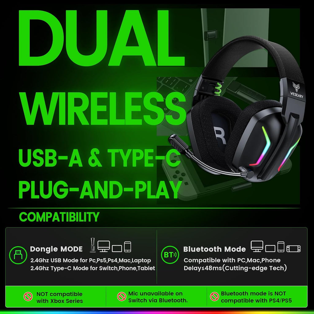 WESEARY Aurora Wireless Gaming Headset
