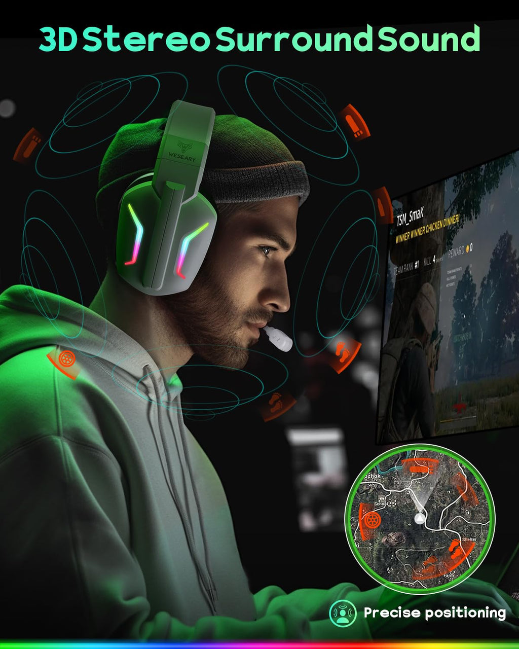 WESEARY Aurora Wireless Gaming Headset