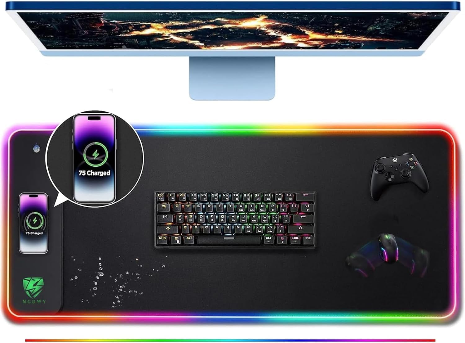 Wireless Charging RGB Gaming Mouse Pad 15W