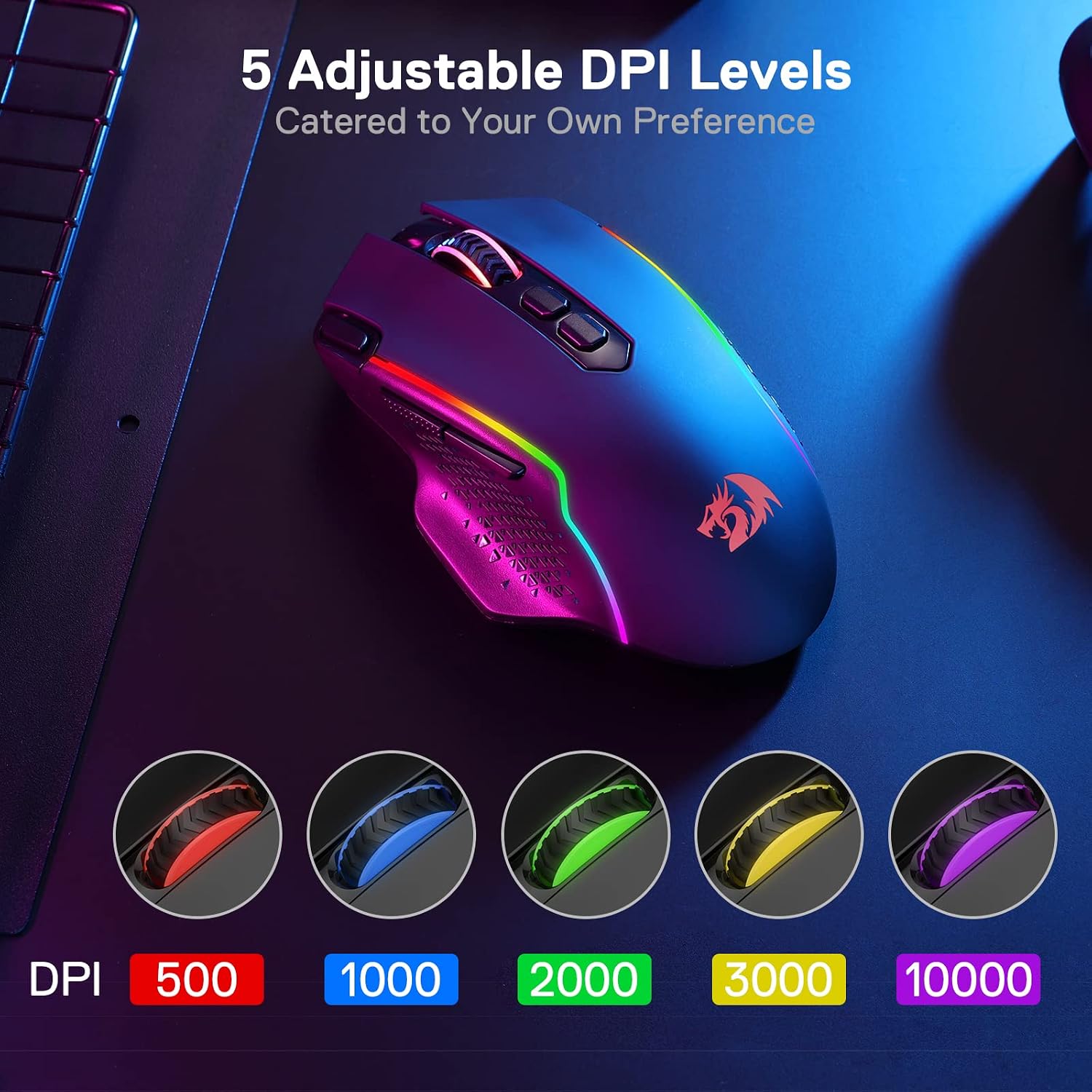 Redragon M810 PRO Wireless RGB Gaming Mouse 10000 DPI