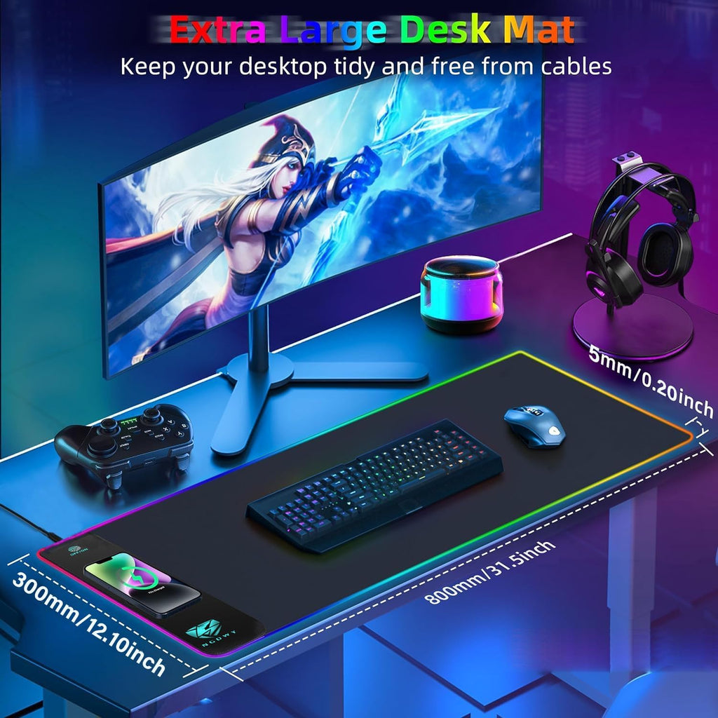 Wireless Charging RGB Gaming Mouse Pad 15W