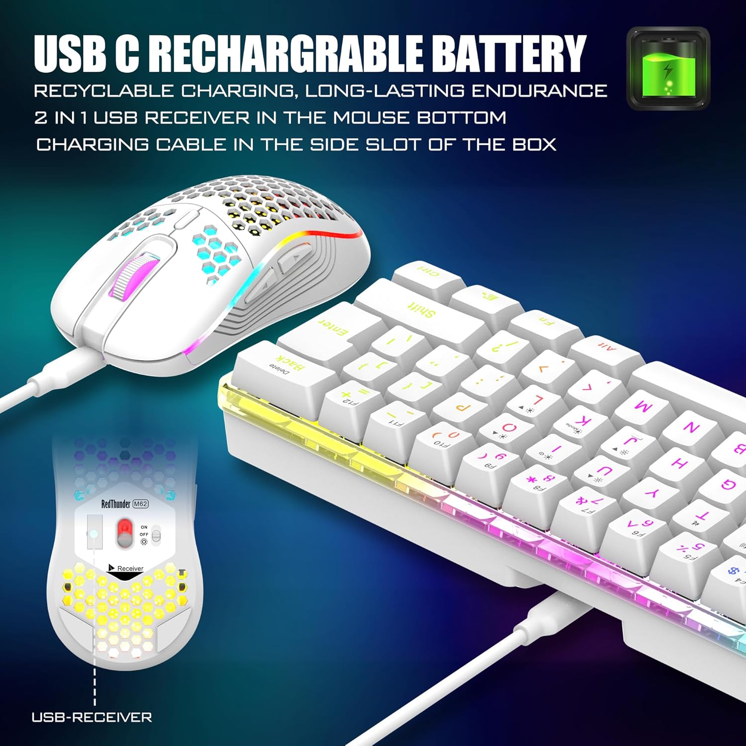 RedThunder 60% Wireless Gaming Keyboard and Mouse