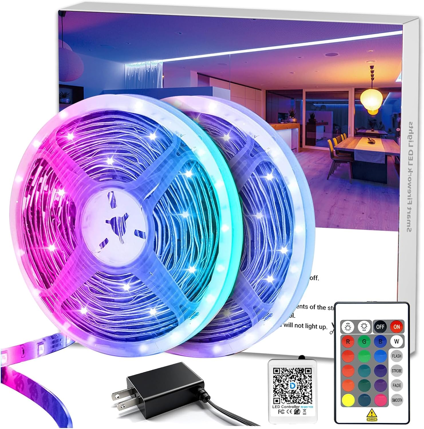 DAYBETTER LED Strip Lights 200ft 2 * 100ft RGB Music Sync